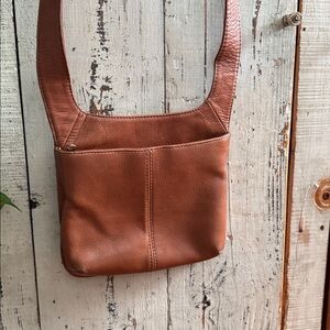 Vintage HOBO International Brand Leather Crossbody Bag Light Brown